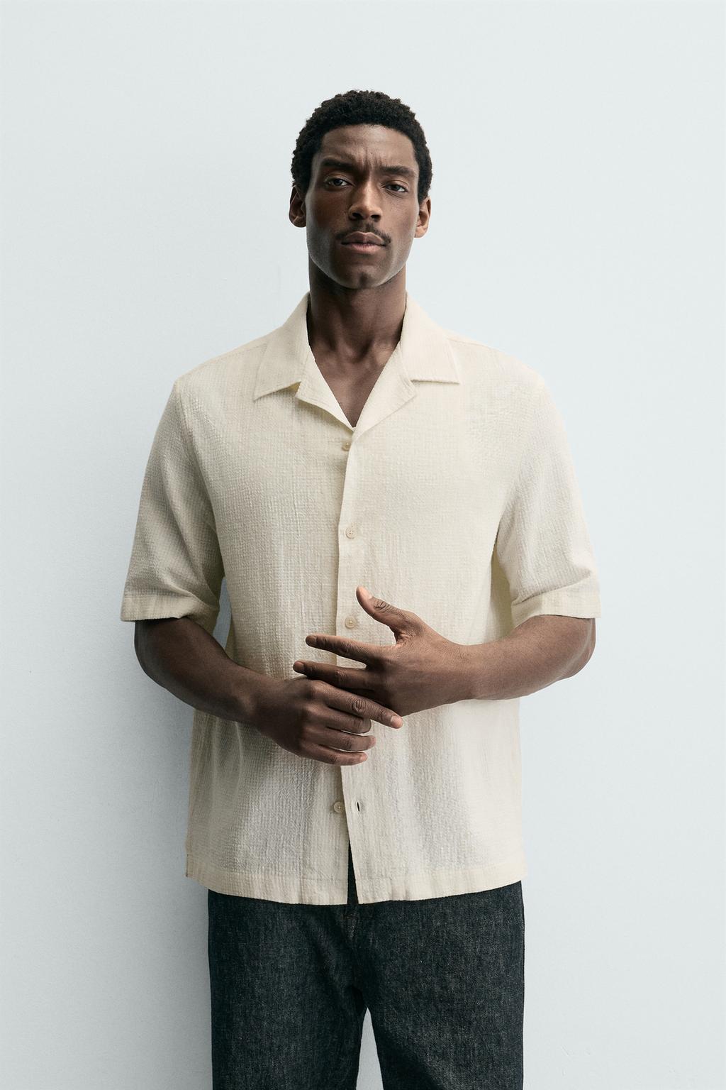 РУБАШКА ИЗ РЕЛЬЕФНОЙ ТКАНИ В КЛЕТКУ