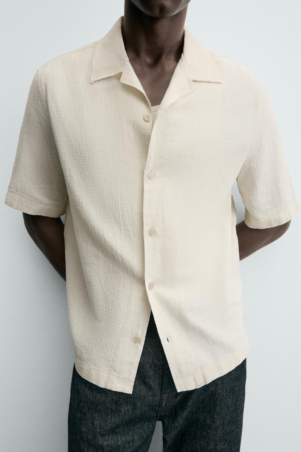 РУБАШКА ИЗ РЕЛЬЕФНОЙ ТКАНИ В КЛЕТКУ