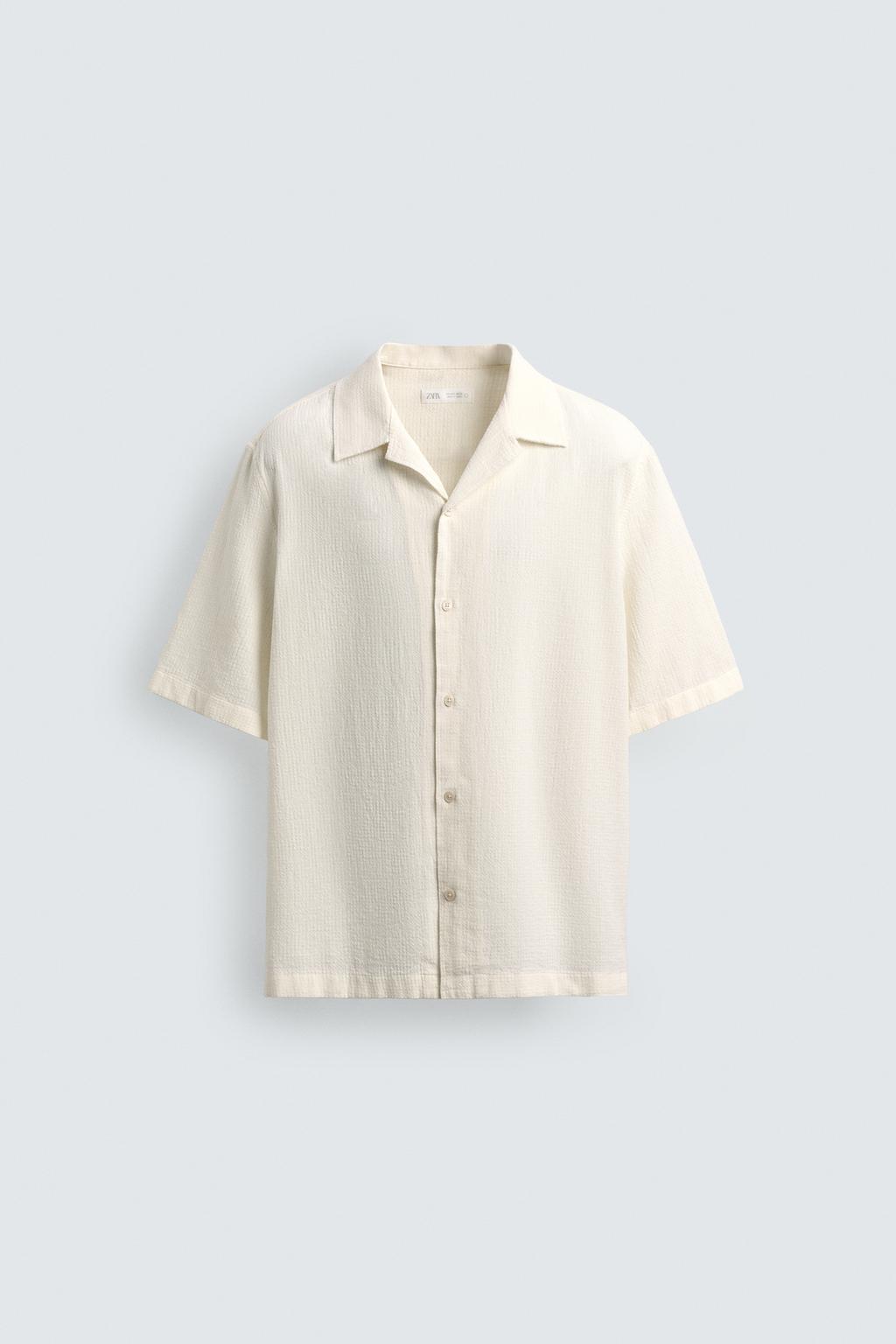 РУБАШКА ИЗ РЕЛЬЕФНОЙ ТКАНИ В КЛЕТКУ