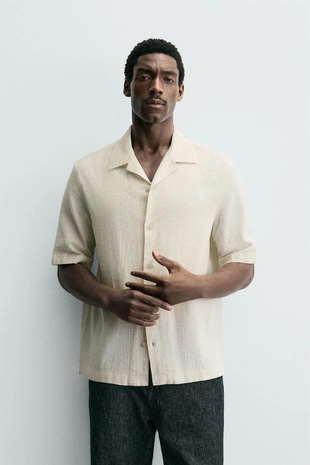 Рубашка из рельефной ткани в клетку- Заказать в России