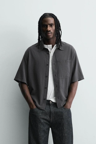 Рубашка свободного кроя в клетку