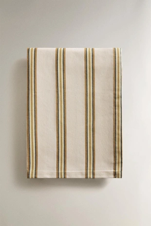 Скатерть из хлопка с смолистым покрытием и неровными полосами- Заказать в России