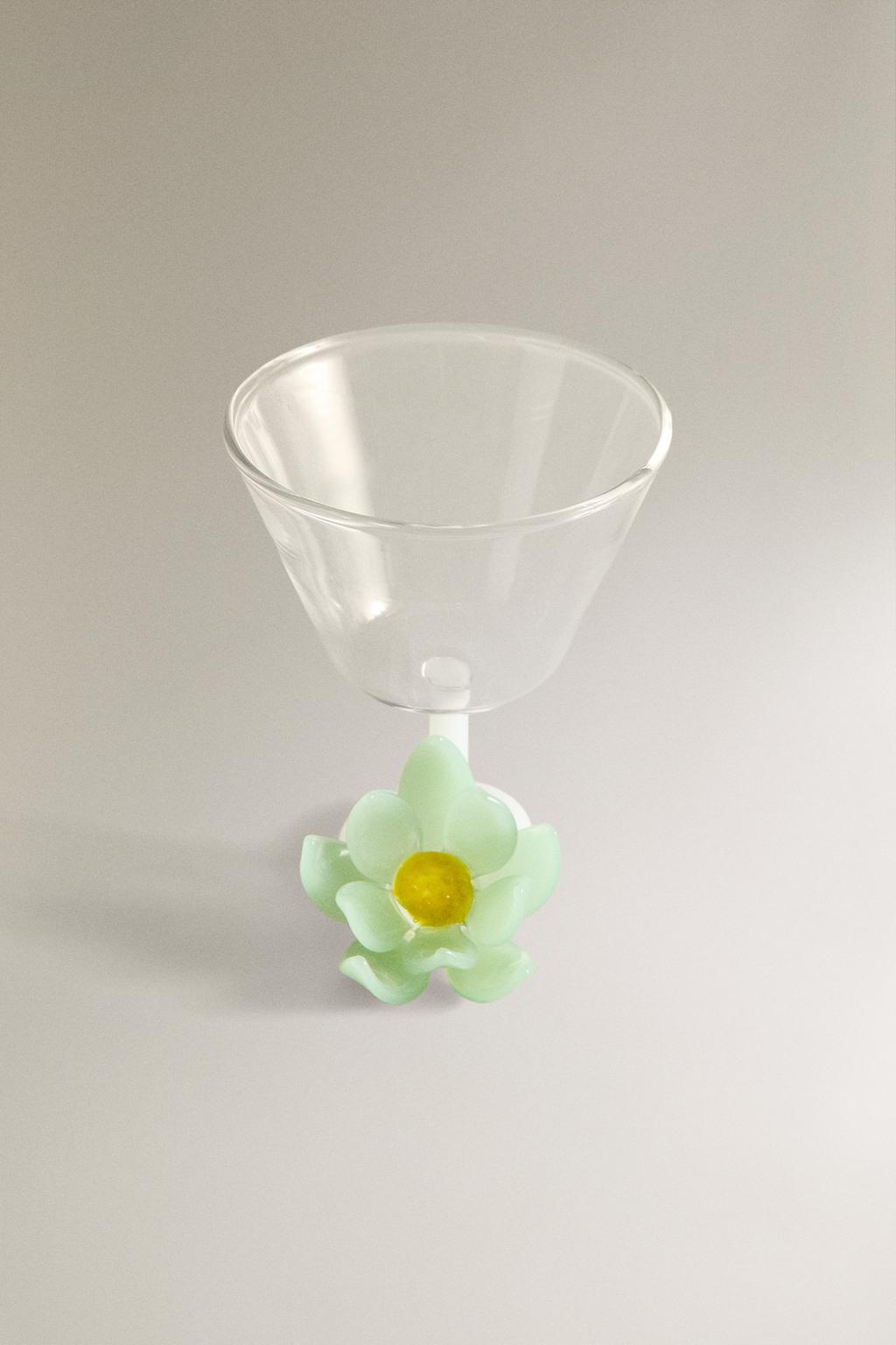 Бокал для вина с цветочным узором из боросиликатного стекла