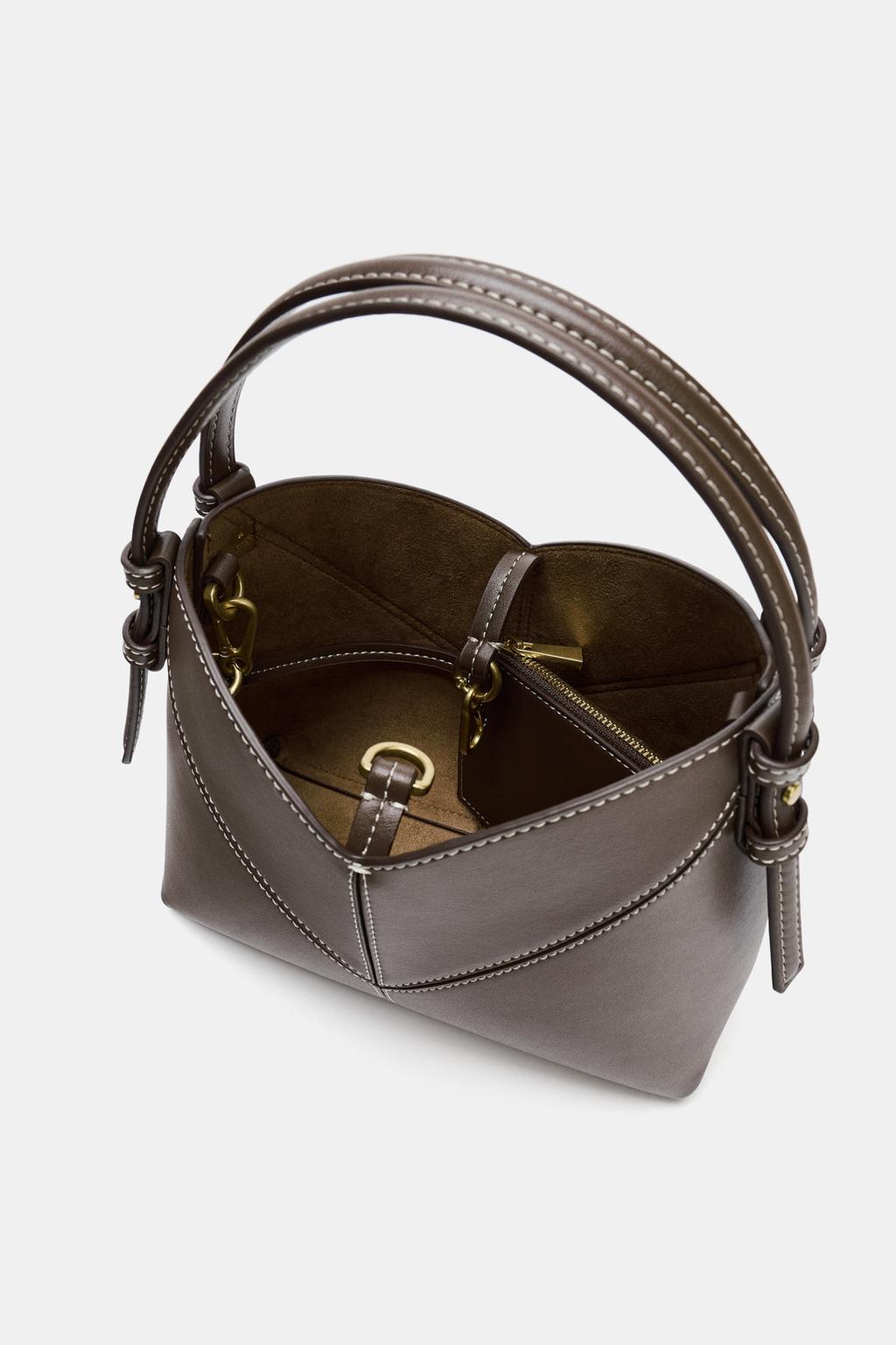 МИНИ-СУМКА-МЕШОК С ДЕКОРАТИВНОЙ СТРОЧКОЙ