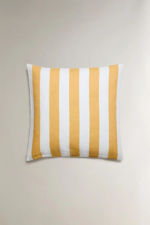 Чехол для подушки из льна в полоску- Заказать в России
