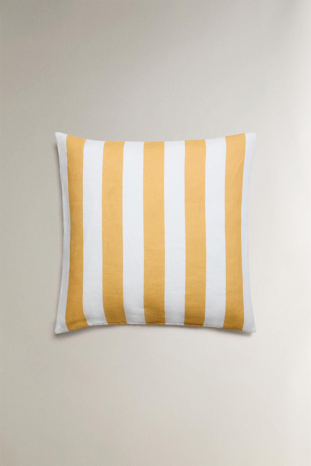 Чехол для подушки из льна в полоску