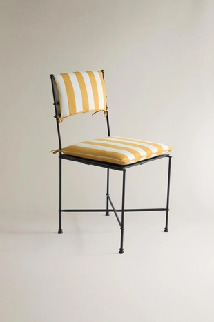 Желтая полосатая накидка на спинку стула- Заказать в России