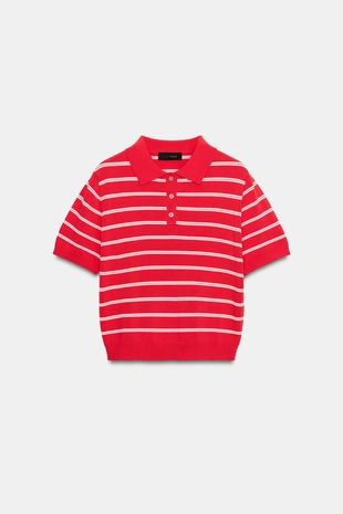 Трикотажное поло в полоску с коротким рукавом- Заказать в России