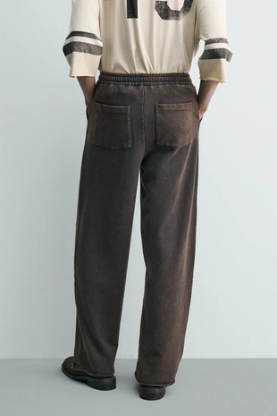 Джоггеры прямого кроя с эффектом потертости- Заказать в России