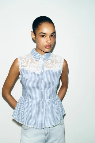 Блуза в клетку виши- Заказать в России