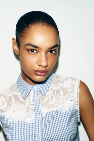 Блуза в клетку виши- Заказать в России