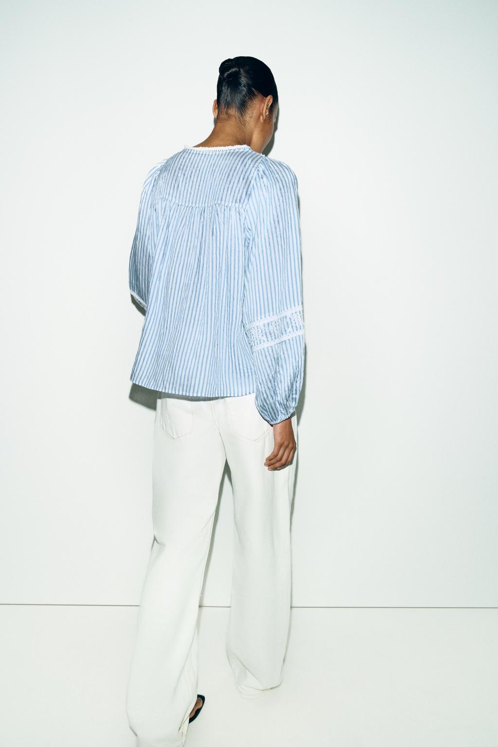 БЛУЗА С ВЫШИВКОЙ И ПОЛОСКАМИ