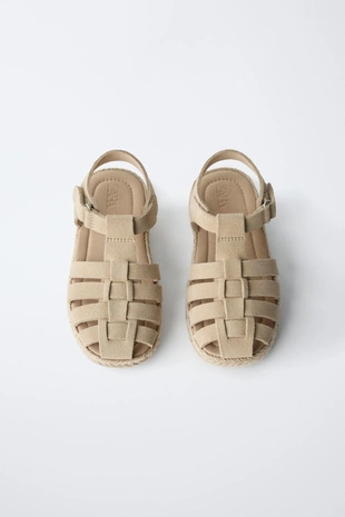 Кожаные сандалии с джутовой подошвой- Заказать в России