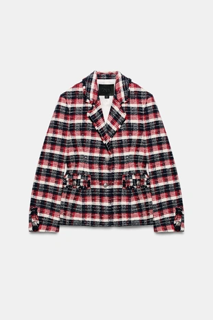 Блейзер из коллекции «Zw» с баской в клетку- Заказать в России