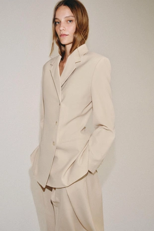 Блейзер прямого кроя из шерсти — коллекция Zara «Zw» лимитированная серия- Заказать в России