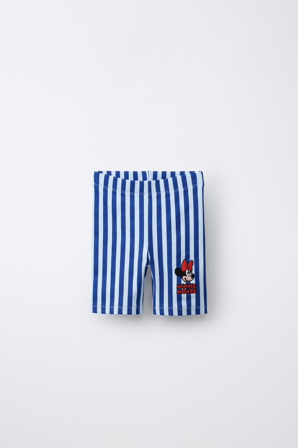 ЛЕГИНСЫ-ВЕЛОСИПЕДКИ В ПОЛОСКУ С ВЫШИВКОЙ «МИННИ МАУС» ©DISNEY