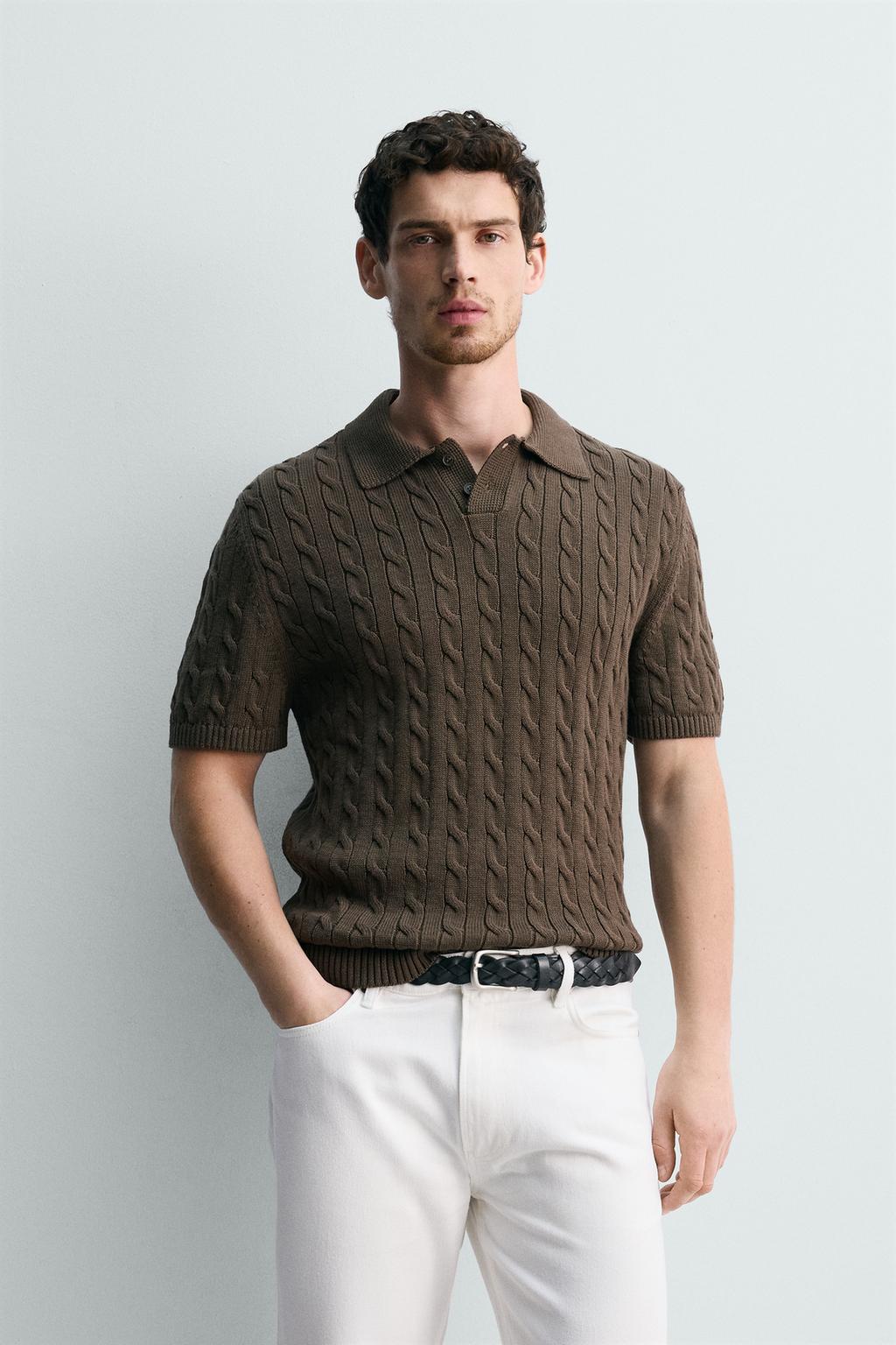 ПОЛО ИЗ РЕЛЬЕФНОГО ТРИКОТАЖА С КОСАМИ