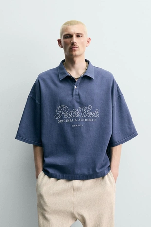 Поло свободного кроя с вышивкой- Заказать в России