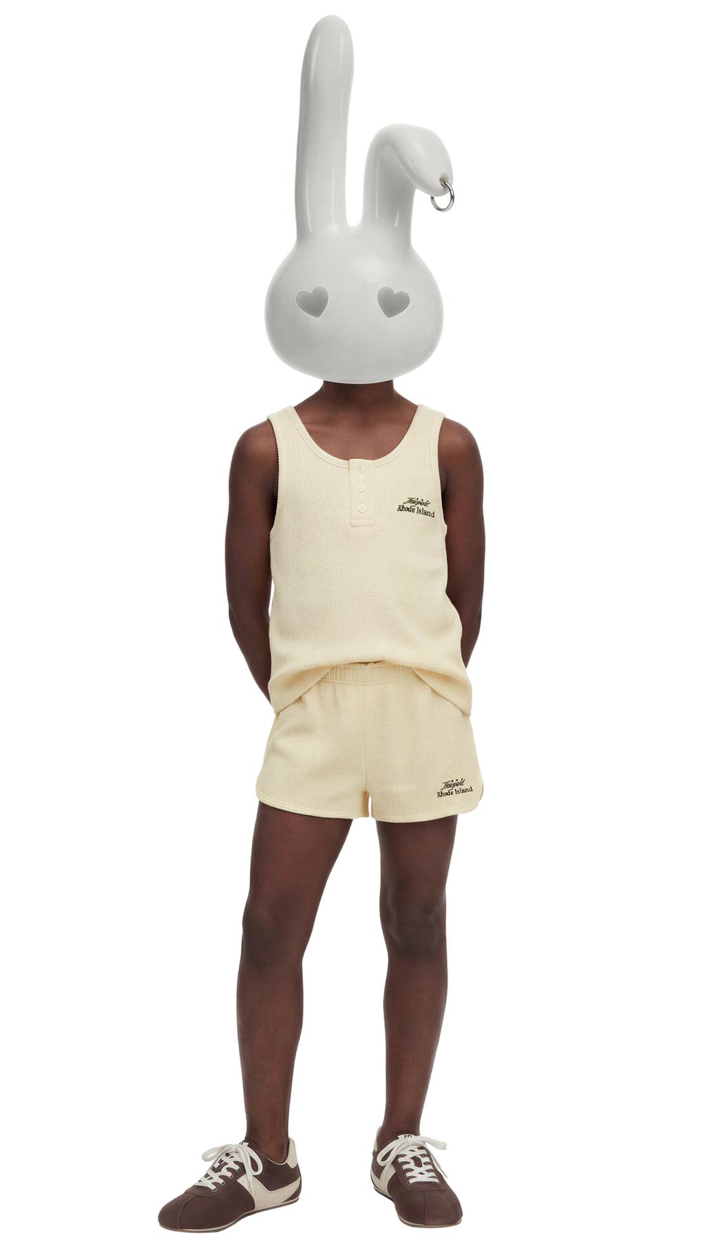 ШОРТЫ ВАФЕЛЬНЫЕ С НАДПИСЬЮ