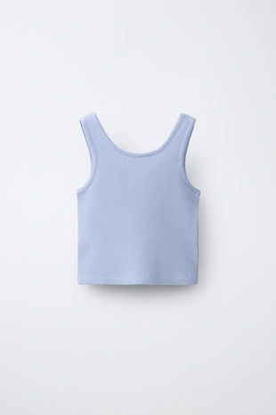 Топ из рифленого трикотажа с надписью