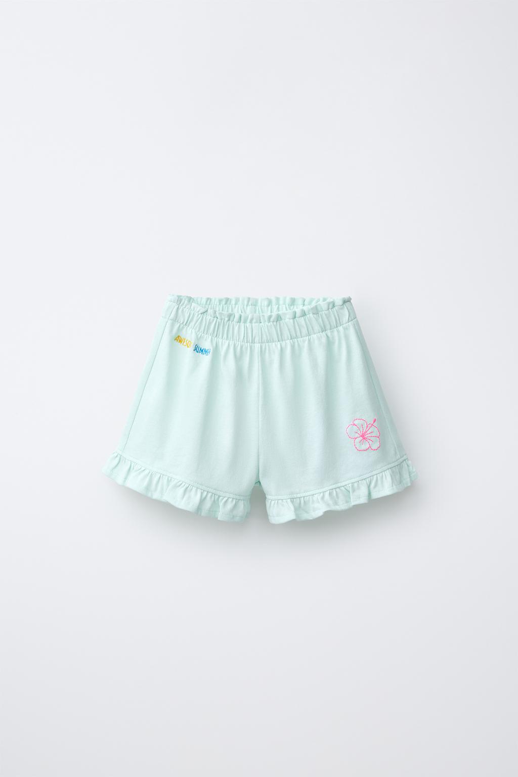 ШОРТЫ С ВОЛАНАМИ И ТРОПИЧЕСКИМ ПРИНТОМ