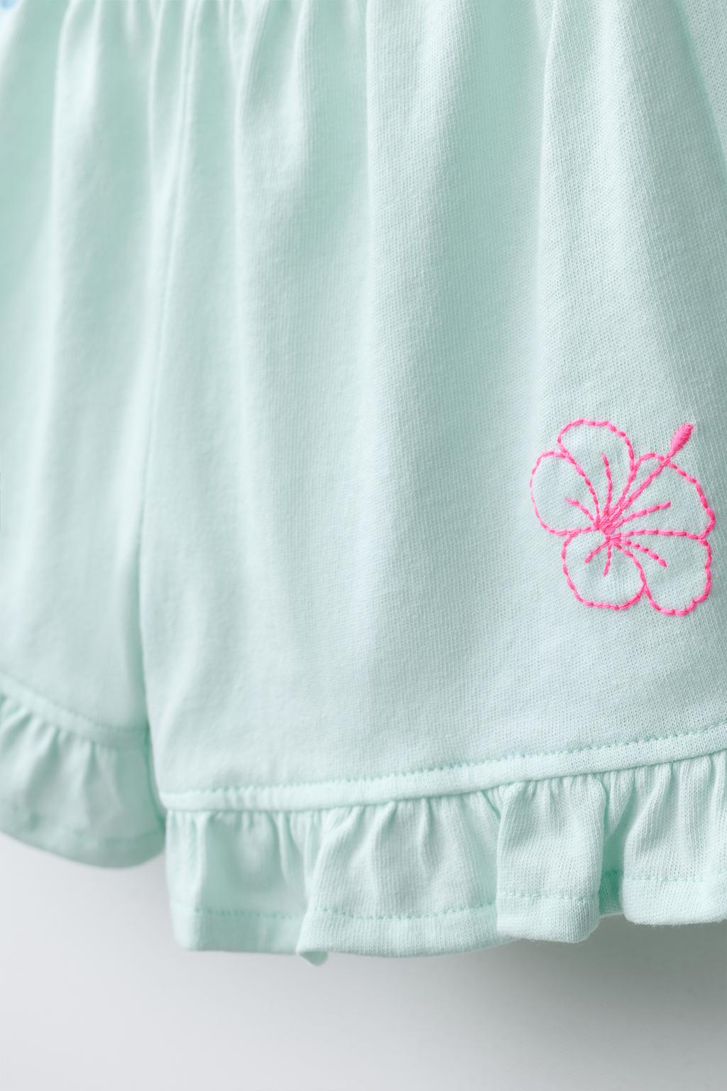 ШОРТЫ С ВОЛАНАМИ И ТРОПИЧЕСКИМ ПРИНТОМ