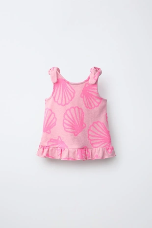 Футболка с узелками и флуоресцентными раковинами- Заказать в России