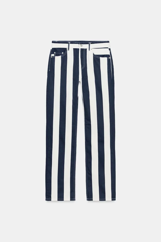 ДЖИНСЫ ПРЯМОГО КРОЯ В ПОЛОСКУ — коллекция Zara «ZW»