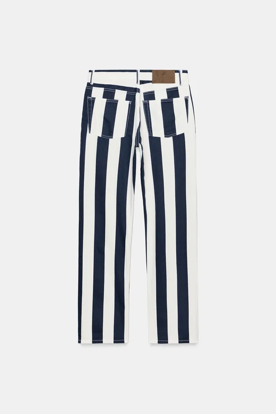 ДЖИНСЫ ПРЯМОГО КРОЯ В ПОЛОСКУ — коллекция Zara «ZW»