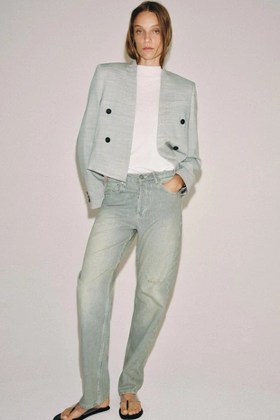 Джинсы коллекция Zara «Zw» прямого кроя в полоску с низкой посадкой- Заказать в России