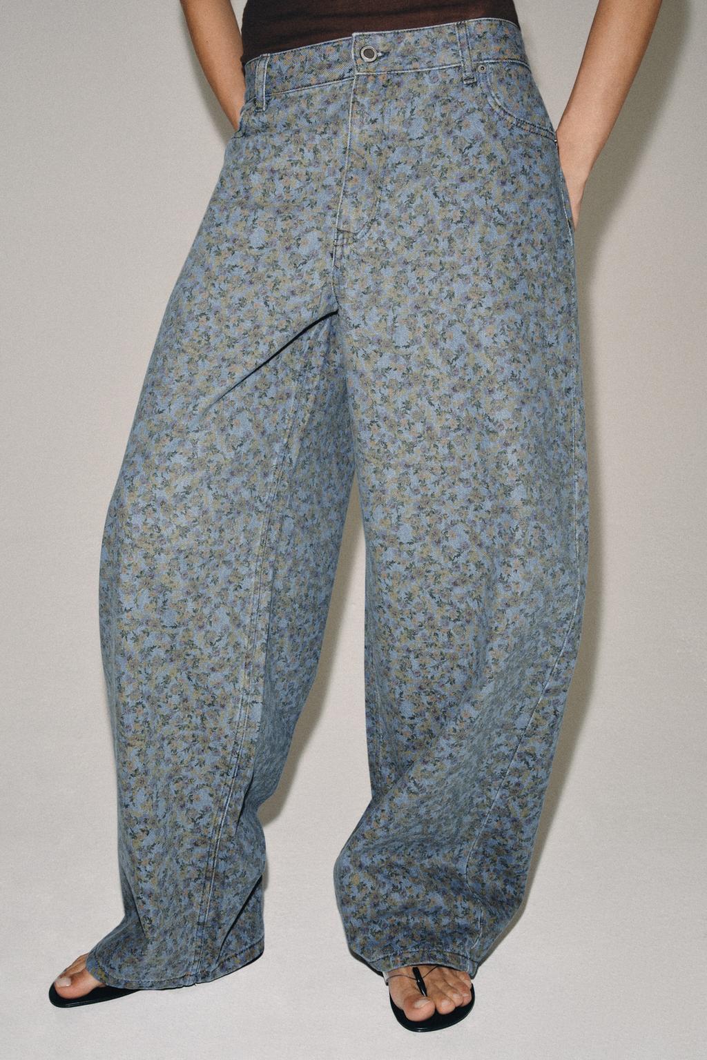 ДЖИНСЫ ZW BARREL С ВЫСОКОЙ ПОСАДКОЙ И ЦВЕТОЧНЫМ ПРИНТОМ