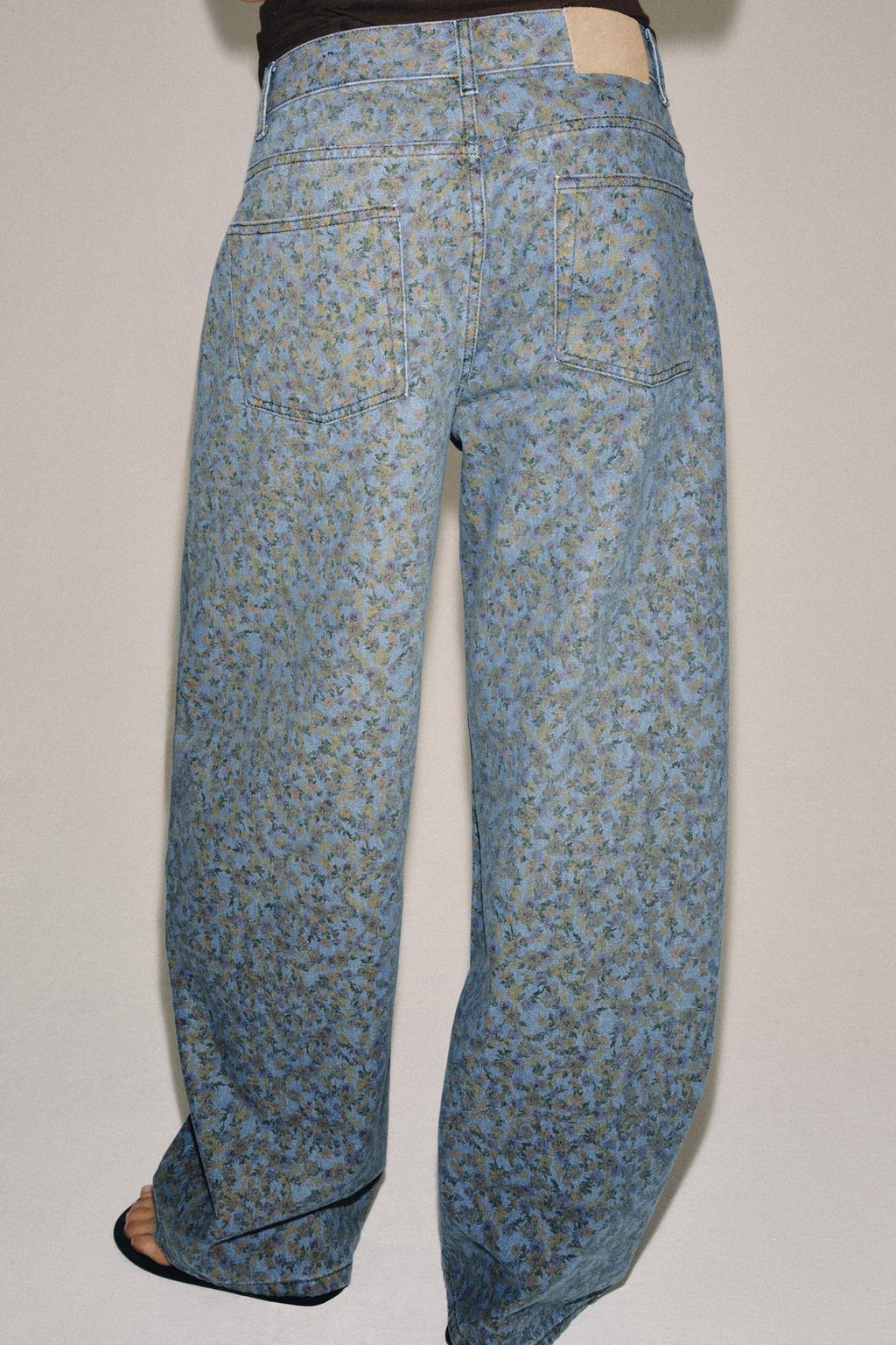 ДЖИНСЫ ZW BARREL С ВЫСОКОЙ ПОСАДКОЙ И ЦВЕТОЧНЫМ ПРИНТОМ