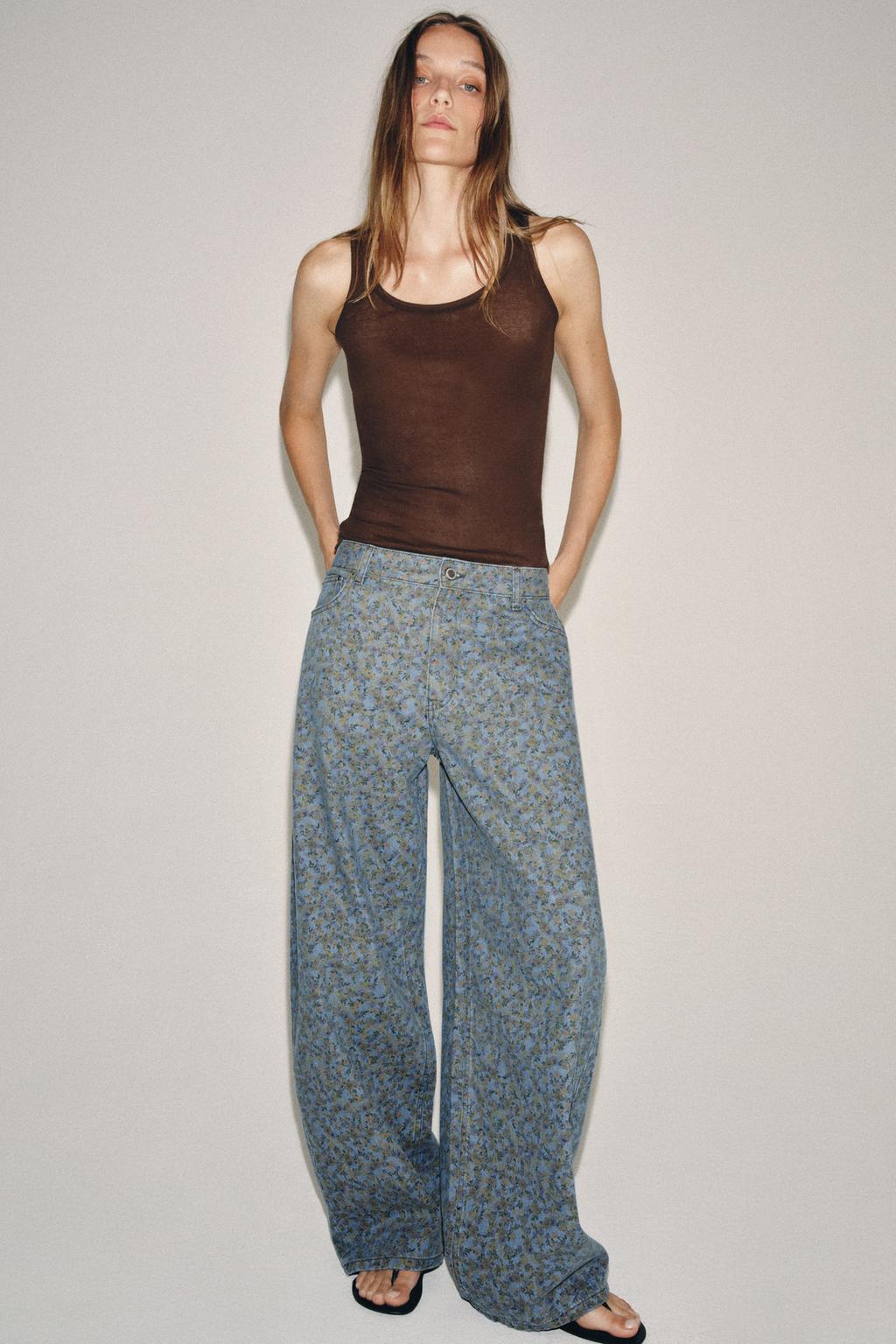 ДЖИНСЫ ZW BARREL С ВЫСОКОЙ ПОСАДКОЙ И ЦВЕТОЧНЫМ ПРИНТОМ