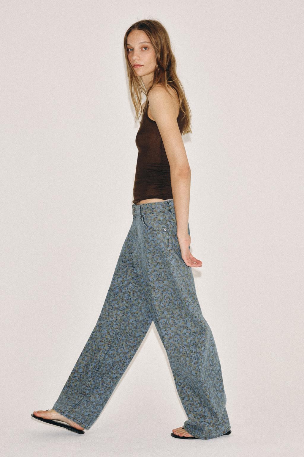 ДЖИНСЫ ZW BARREL С ВЫСОКОЙ ПОСАДКОЙ И ЦВЕТОЧНЫМ ПРИНТОМ