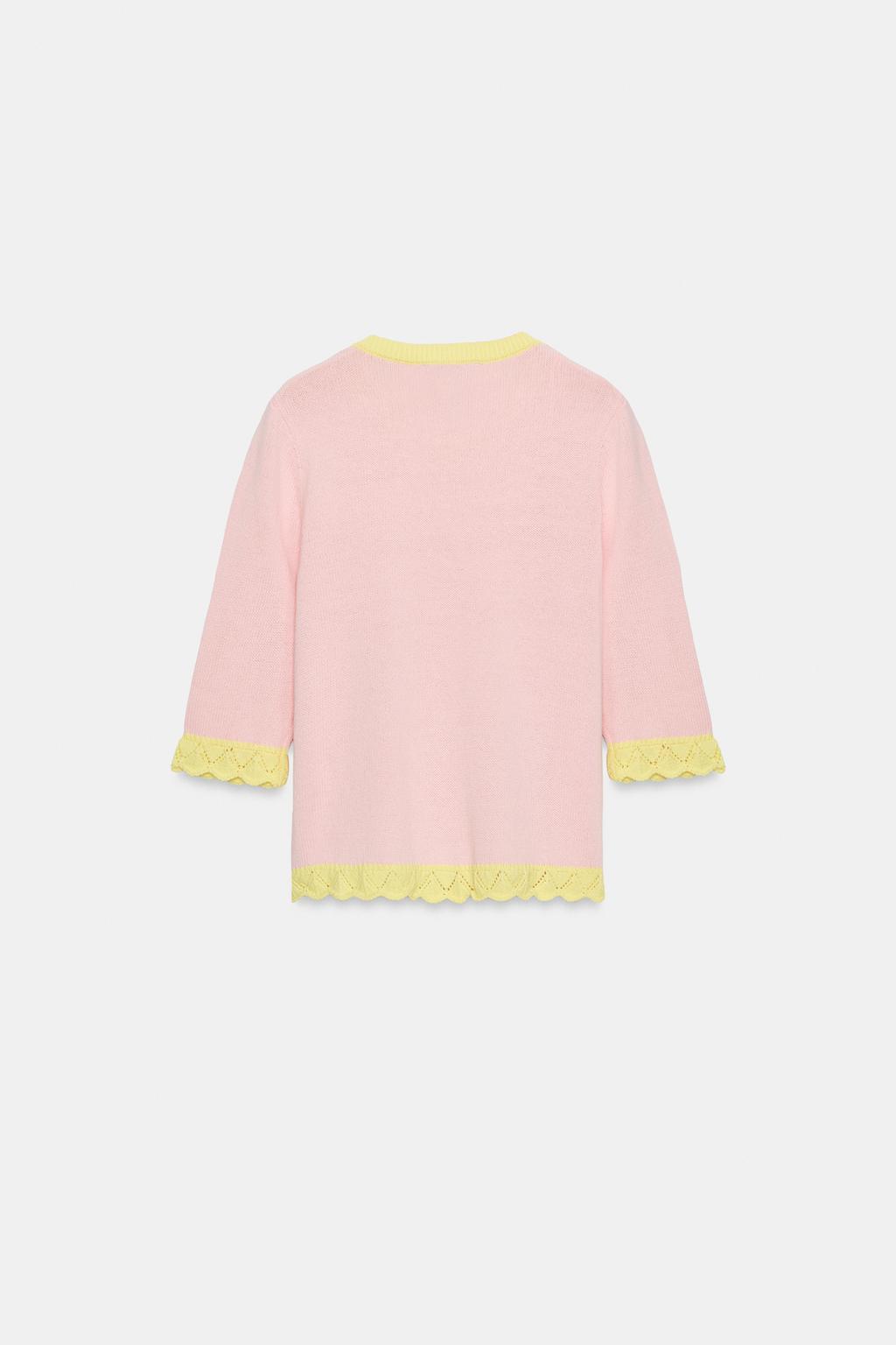 КАРДИГАН ИЗ ТРИКОТАЖА POINTELLE С КОНТРАСТНЫМИ ДЕТАЛЯМИ