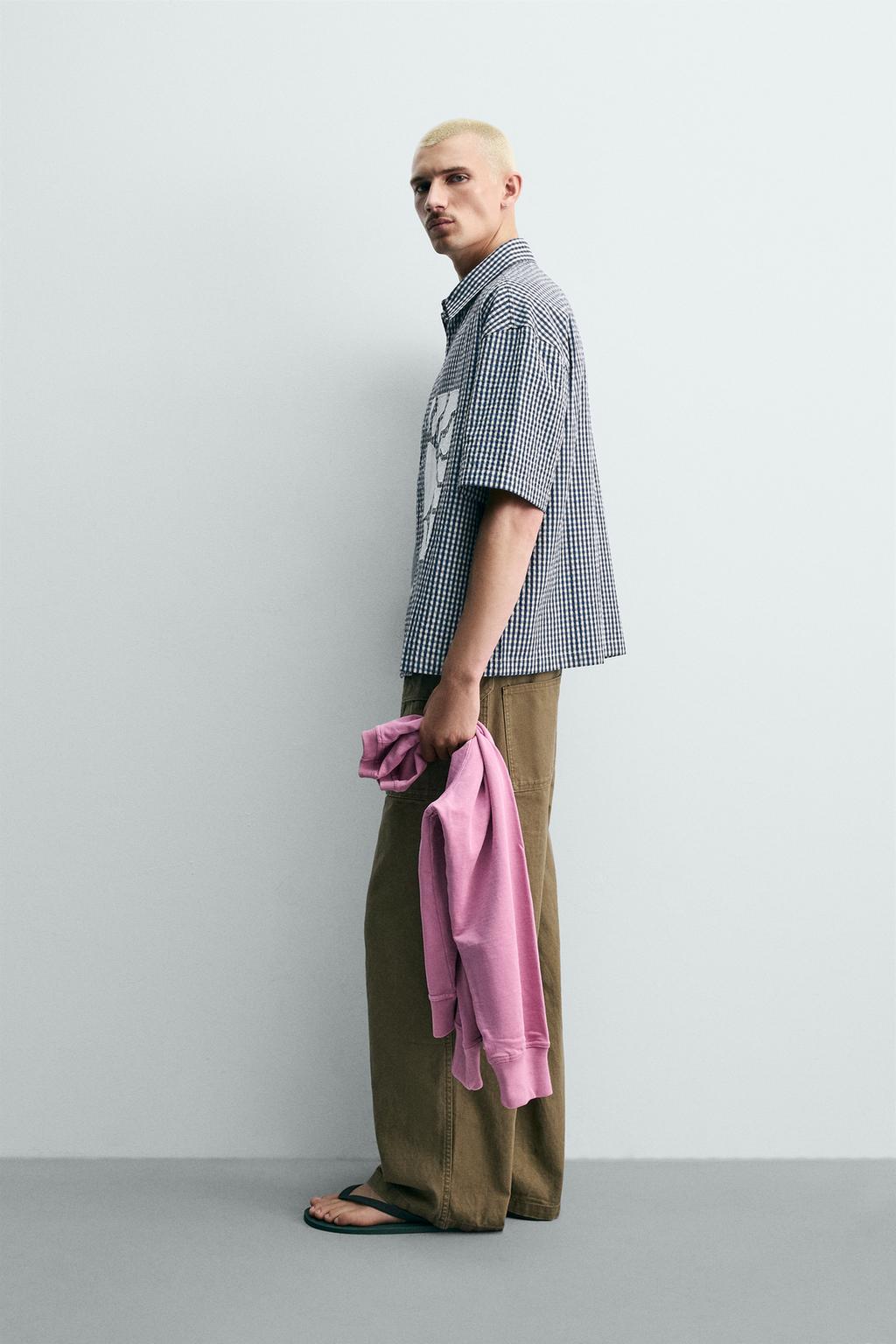 РУБАШКА BOXY FIT В КЛЕТКУ С КОНТРАСТНЫМИ НАШИВКАМИ