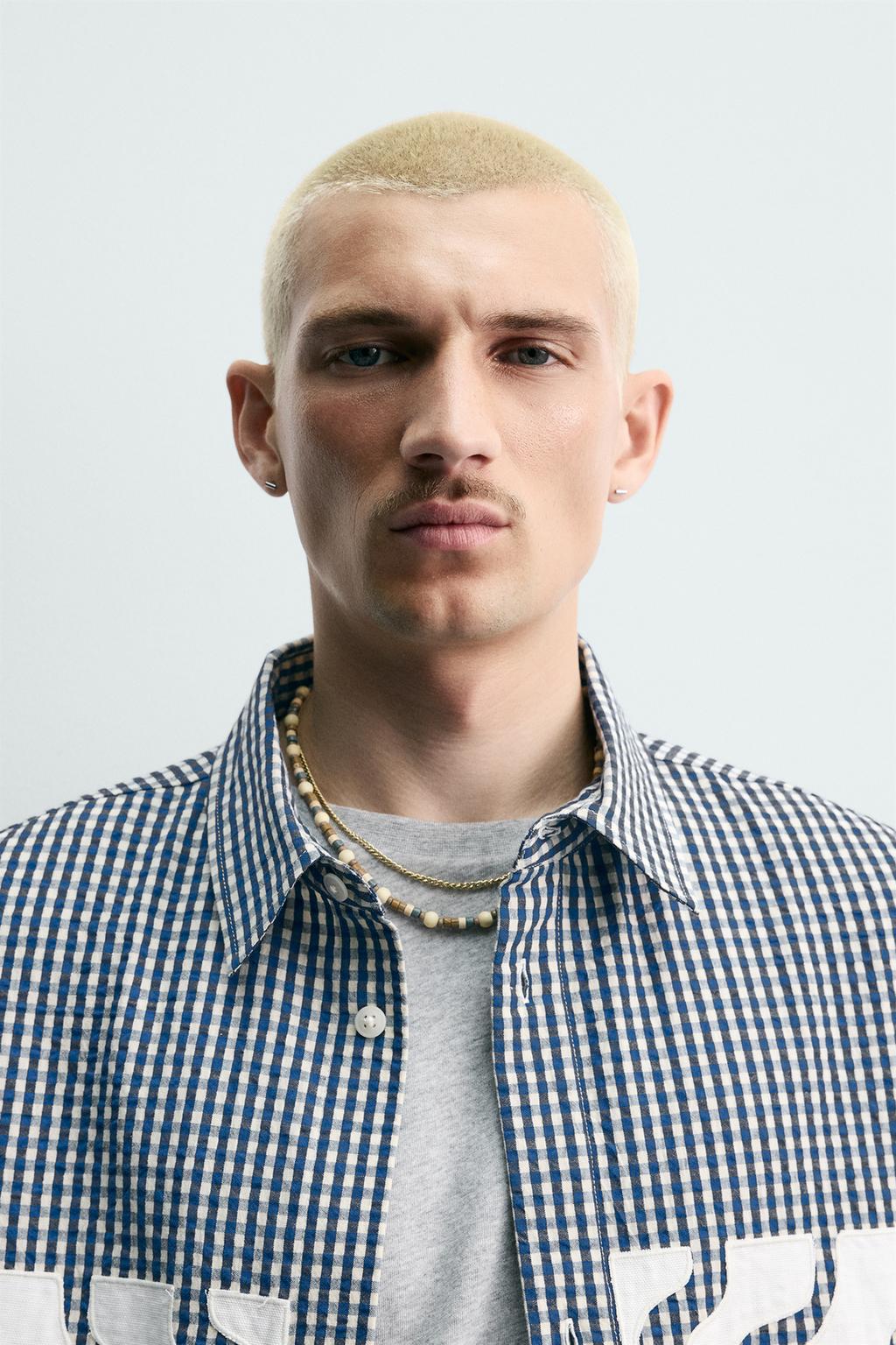 РУБАШКА BOXY FIT В КЛЕТКУ С КОНТРАСТНЫМИ НАШИВКАМИ