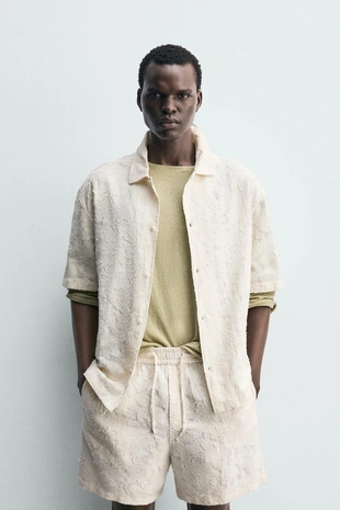 Рубашка из фактурной ткани Jacquard