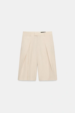 Шорты с защипами из шерсти — коллекция Zara «Zw» лимитированная серия- Заказать в России