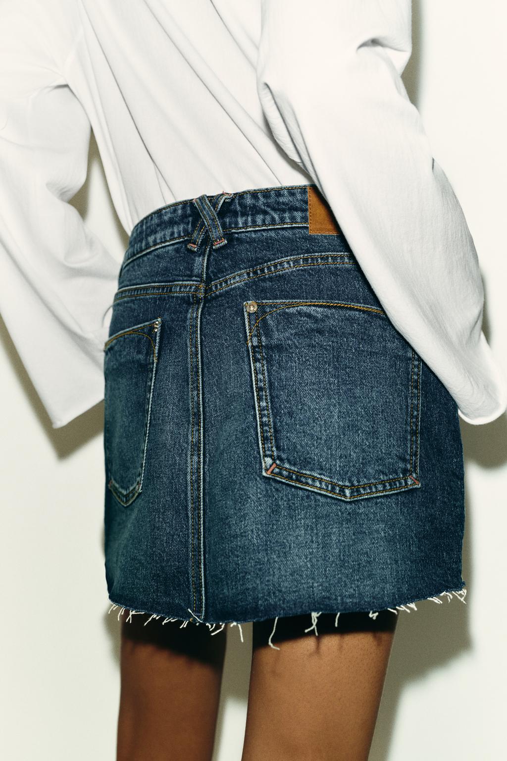 ДЖИНСОВАЯ ЮБКА-ШОРТЫ Z1975 С НЕОБРАБОТАННЫМ КРАЕМ