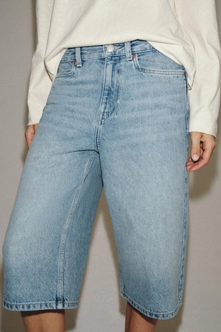 Джинсовые шорты бермуды со средней посадкой — Zw Collection