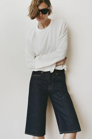 Джинсовые шорты бермуды со средней посадкой — Zw Collection