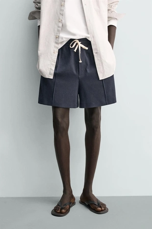 Шорты-джоггеры из рельефной ткани- Заказать в России