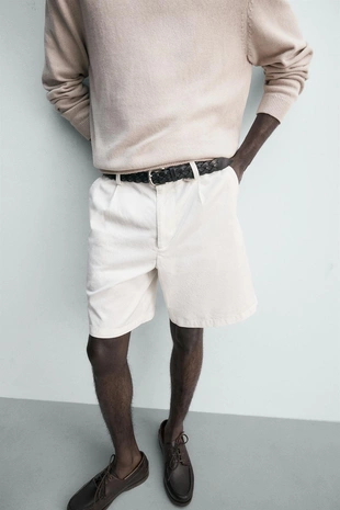 Шорты стандартной посадки со складками- Заказать в России