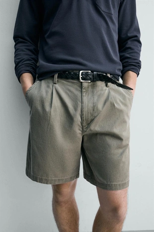 Шорты стандартной посадки со складками- Заказать в России