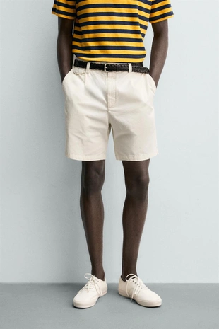 Шорты стандартной посадки со складками- Заказать в России