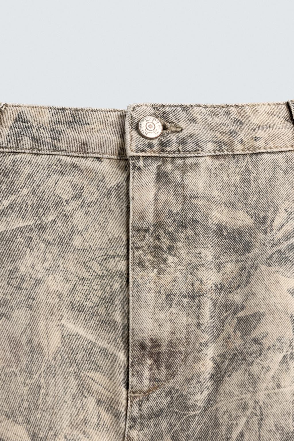 ШОРТЫ RELAXED FIT С АБСТРАКТНЫМ ПРИНТОМ И ЭФФЕКТОМ ПОТЕРТОСТИ