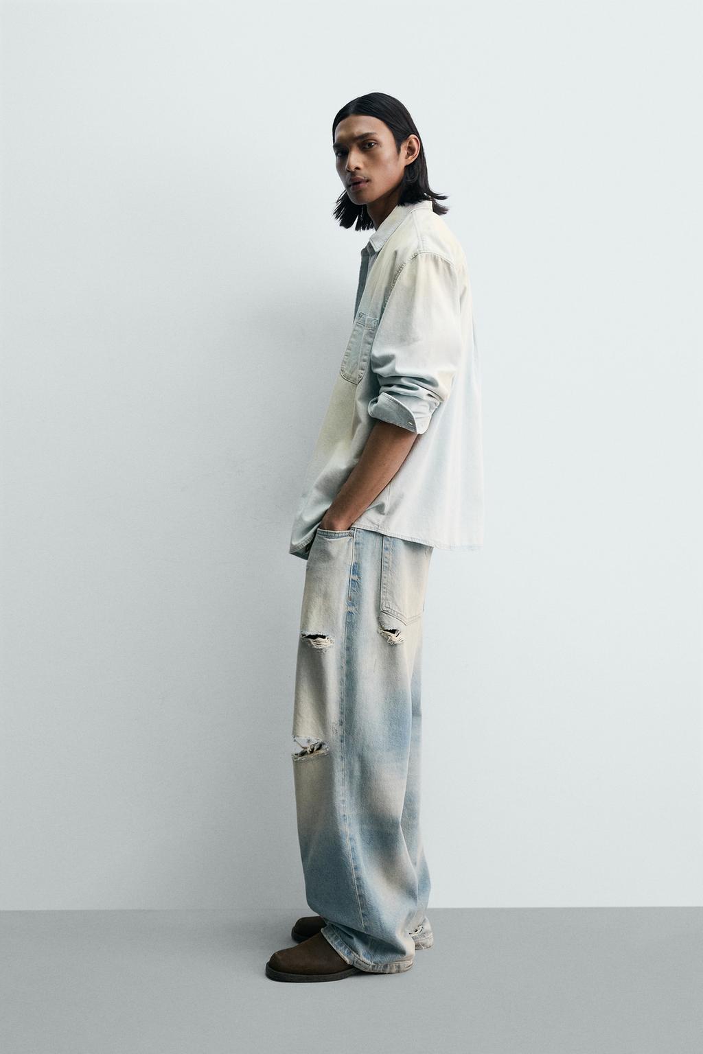 ДЖИНСОВАЯ РУБАШКА С ЭФФЕКТОМ ВИНТАЖ