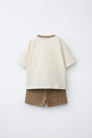 Комплект джоггинг: футболка и шорты из махровой ткани