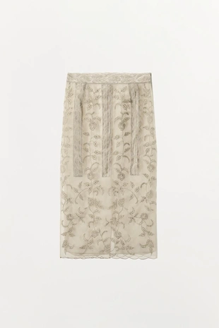 Юбка из органзы с вышивкой и бусинами- Заказать в России